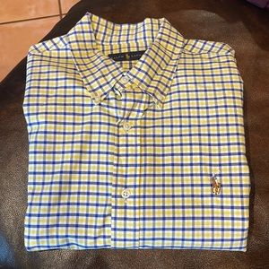 Blue & Yellow plaid long sleeve Oxford shirt. Like new!